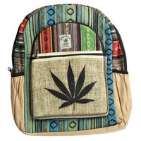 Thumbnail for ThreadHeads Black Hemp Leaf Stripes Backpack