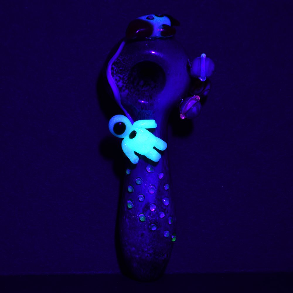 Empire Glassworks Glow In The Dark Spoon Pipe - 4.25" / Galactic