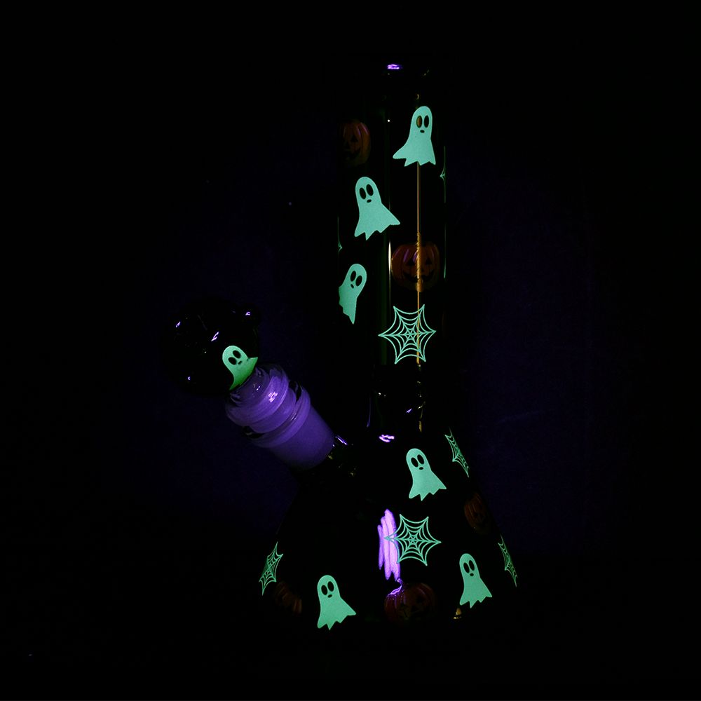 Halloween Decoration Glow Glass Water Pipe - 7.75" / 14mm F