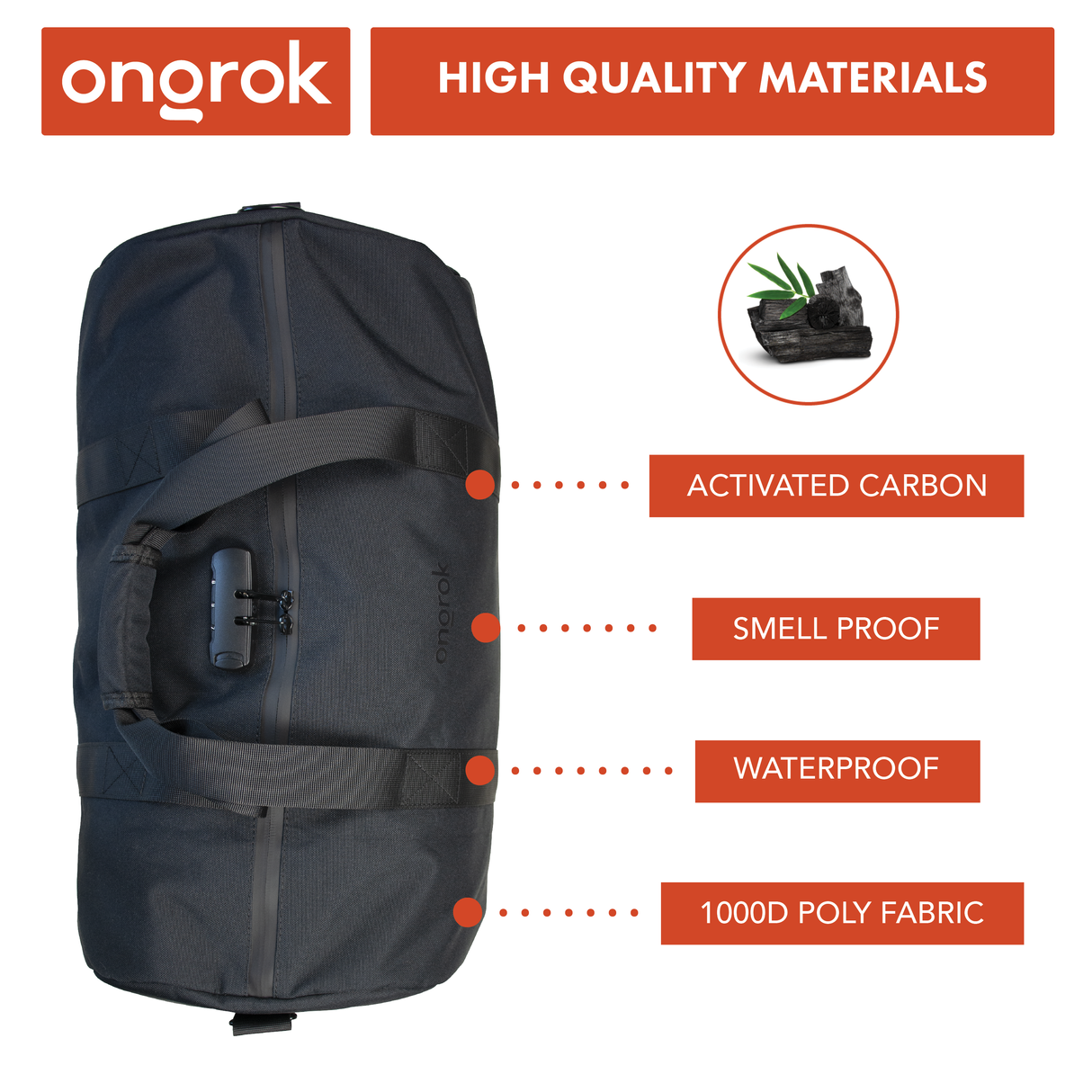 Ongrok Carbon-Lined Smell Proof Duffle Bag