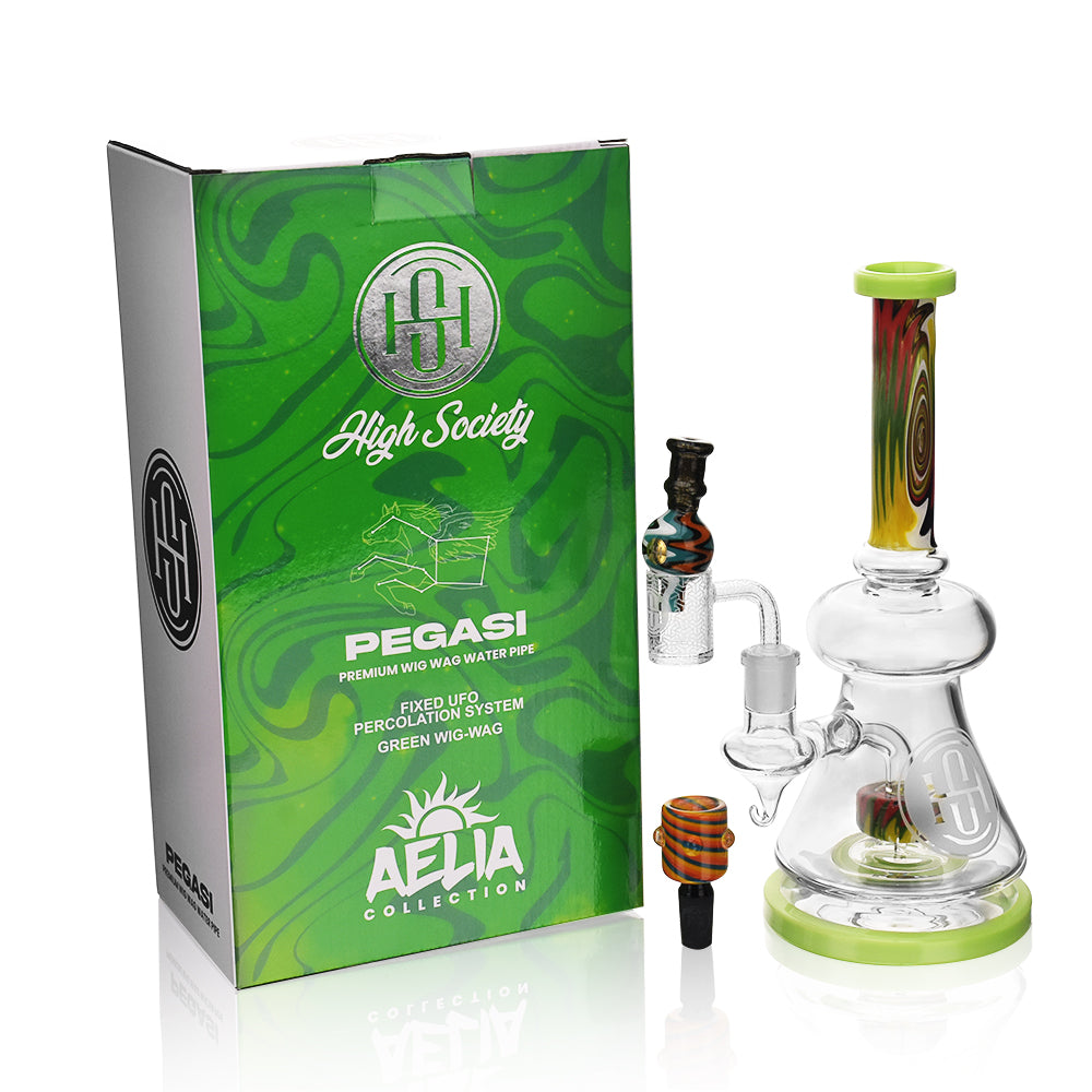 High Society Pegasi Premium Green Wig Wag Hybrid Bong