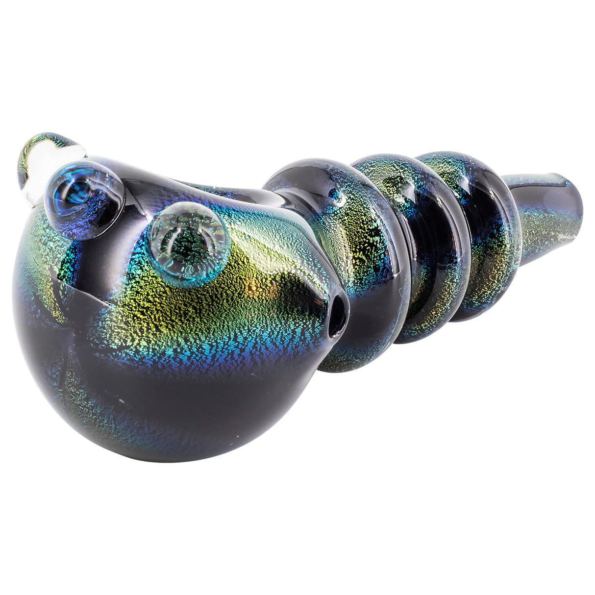 LA Pipes Solid Blue Dichro Maria Ringed Spoon Pipe