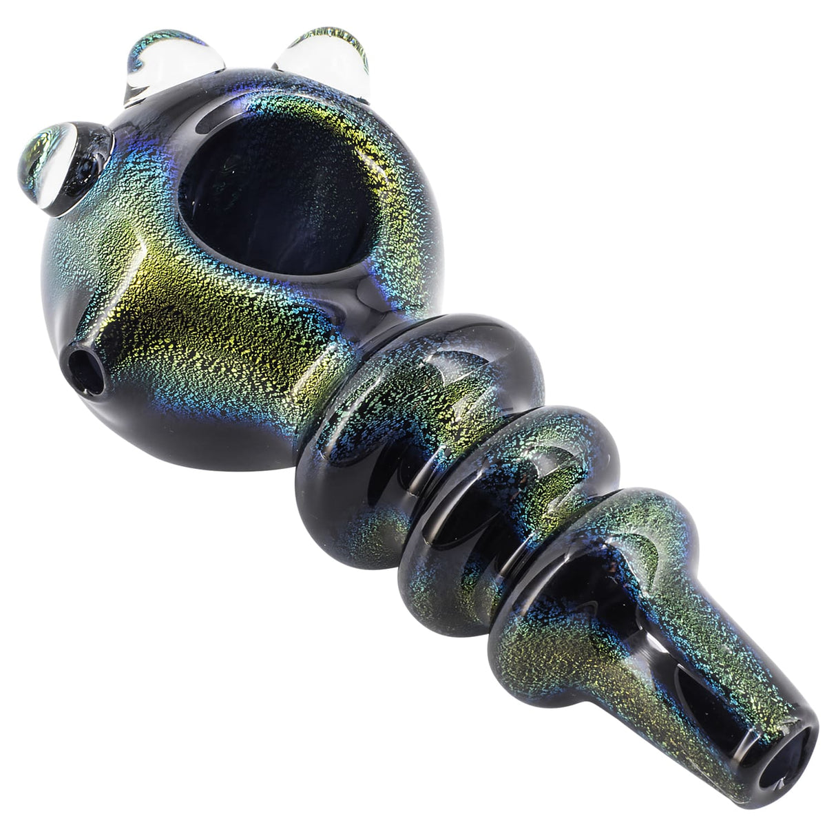 LA Pipes Solid Blue Dichro Maria Ringed Spoon Pipe