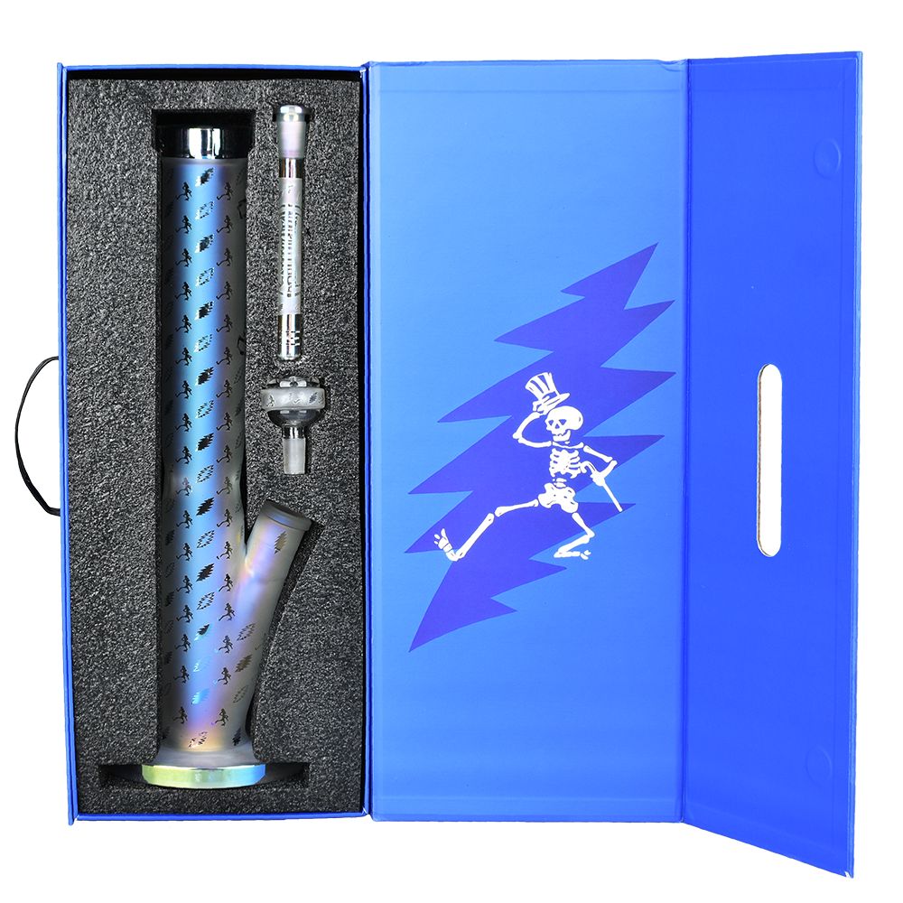 Grateful Dead x Pulsar Bolts And Skellies Straight Tube Water Pipe-15.5"/14mm F