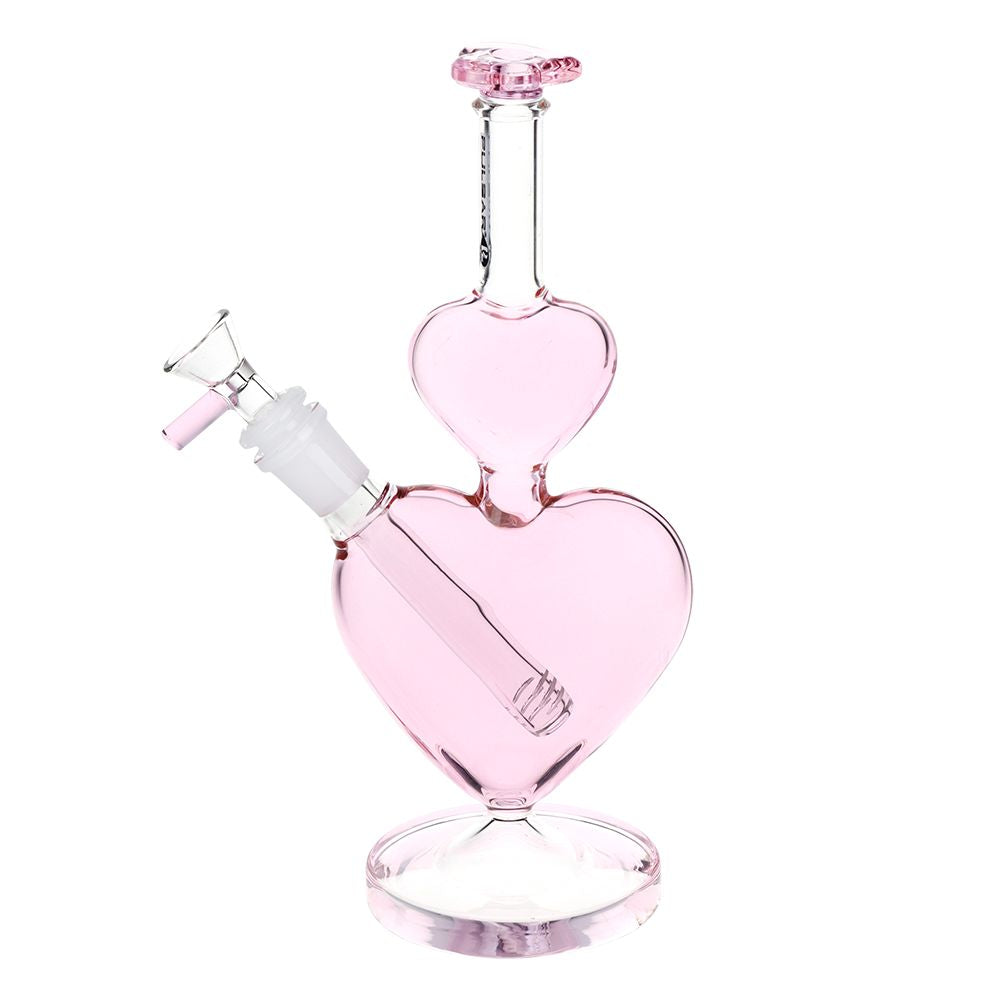 Pulsar Stacked Hearts Glass Water Pipe - 10" / 14mm F