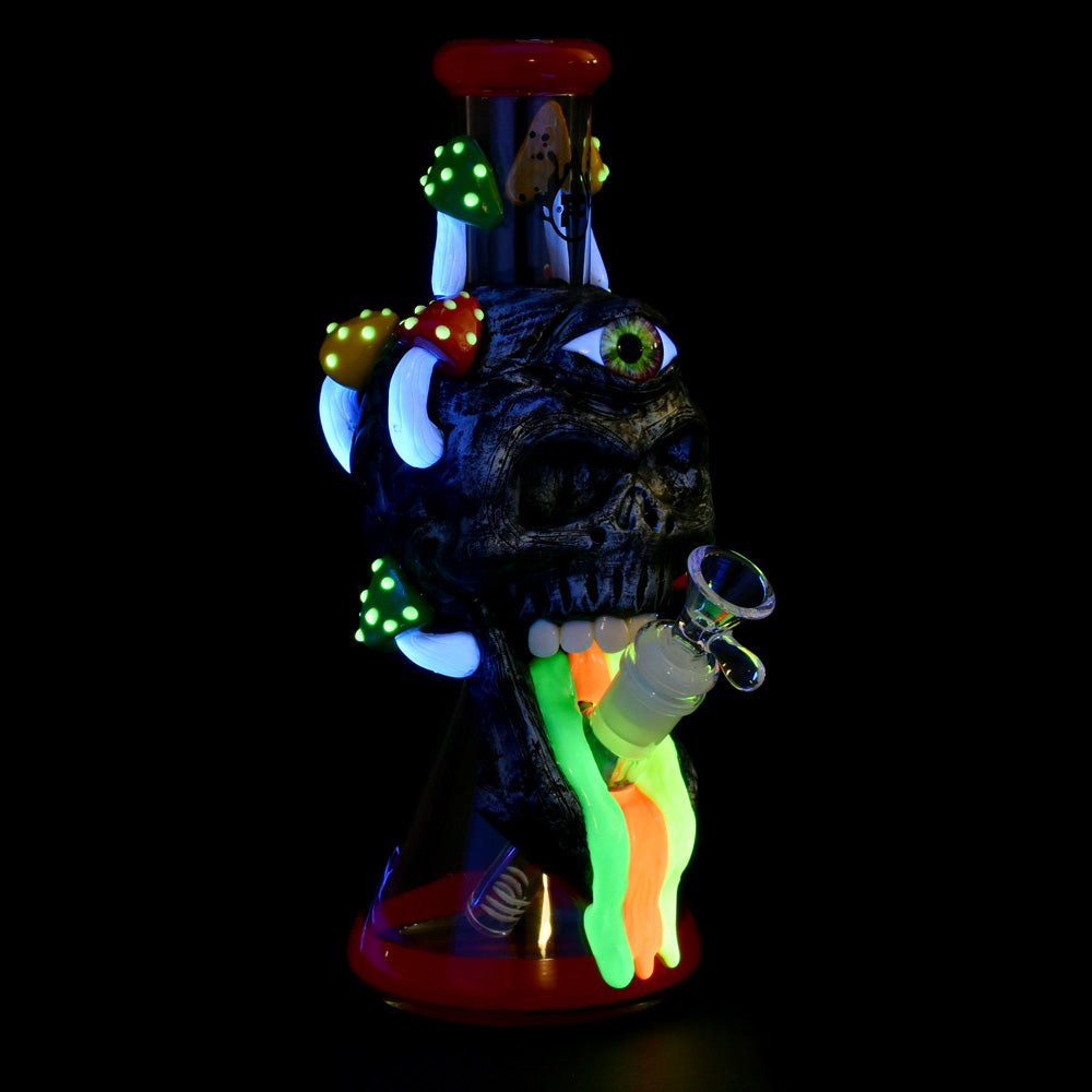 Pulsar Rainbow Puking Skull 10.25" Beaker Bong