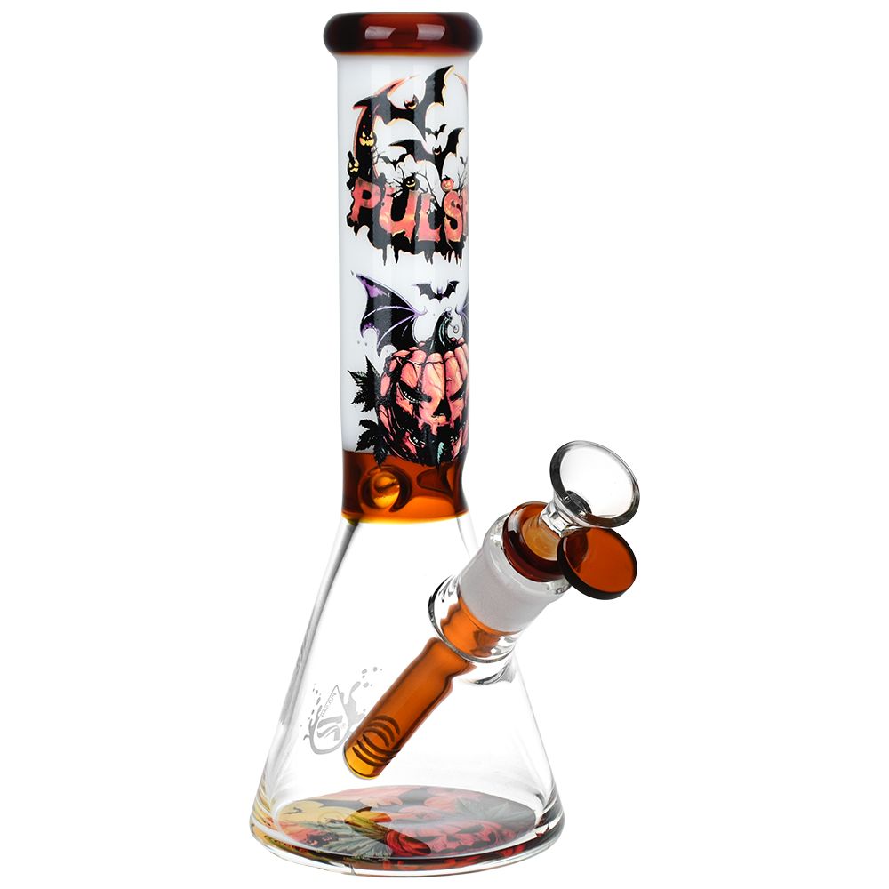 Pulsar Halloween Scene Beaker Water Pipe - 9.5" / 14mm F