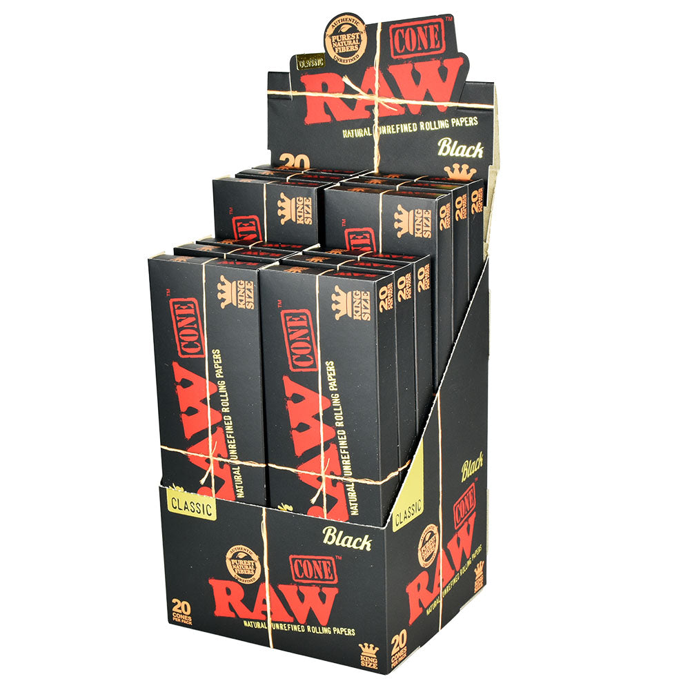 RAW Black Pre-Rolled King Size Cones (20 Count)