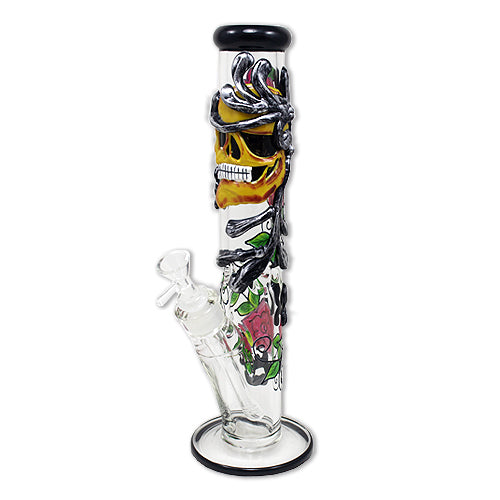 Grinning Reaper: 14" Straight Tube Bong | Top of the Galaxy Smoke Shop.